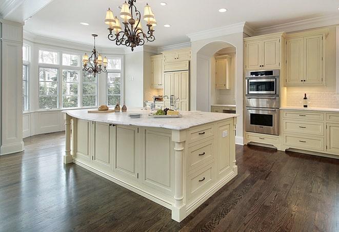 close-up of textured laminate flooring in a kitchen in Lancaster, OH